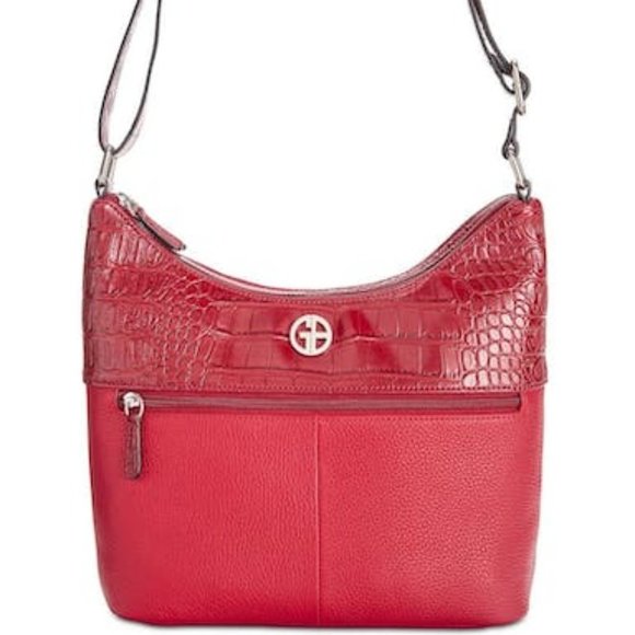 Giani Bernini  Pebble Crocodile Hobo Bag, Red - Picture 1 of 3